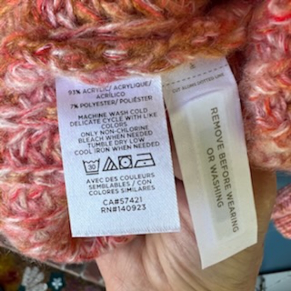 LOFT SPACEDYE KNIT V NECK SWEATER SIZE MEDIUM NWT PINK ORANGE  PASTELS - Picture 12 of 15